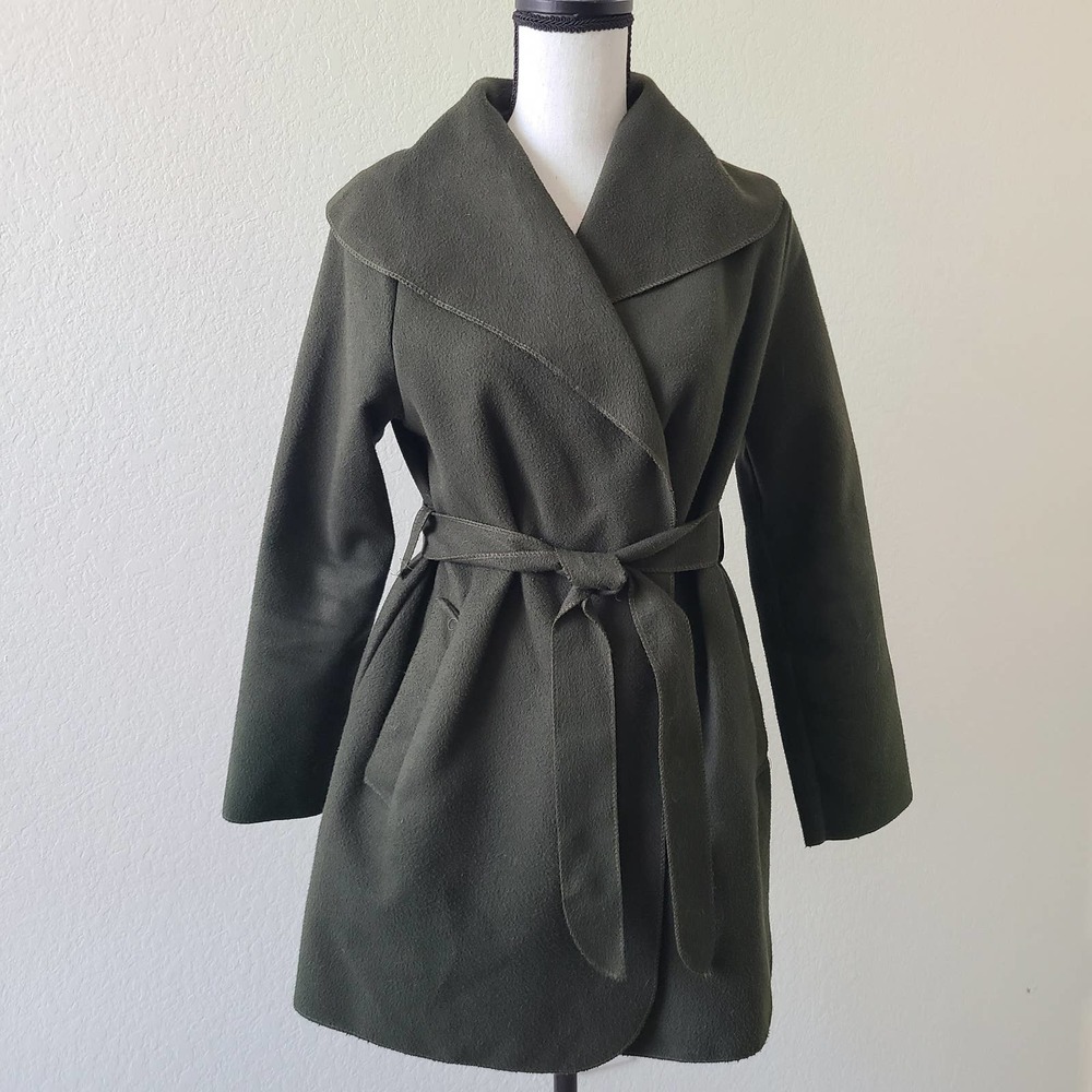 Boohoo Wrap Coat Green